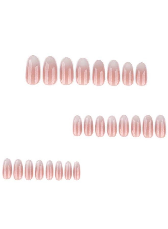 Foccna Extra Short Press on Nails Pink Almond Fake Nails Gradient Bling, Artificial Nails for Women 24pcs - Image 2